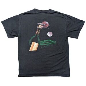 Vintage Michael Godard Large Black Graphic Tee Shirt Something to Wine About